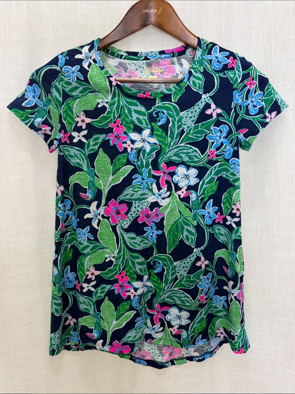 Lilly Pulitzer Crewneck Short Sleeve Tropical Print Top size XX-Small